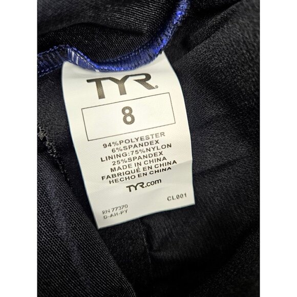 New TYR Monroe Aqua ControlFit Swimsuit Womens 8 Navy Blue Stripe Bathing Suit - Picture 5 of 7